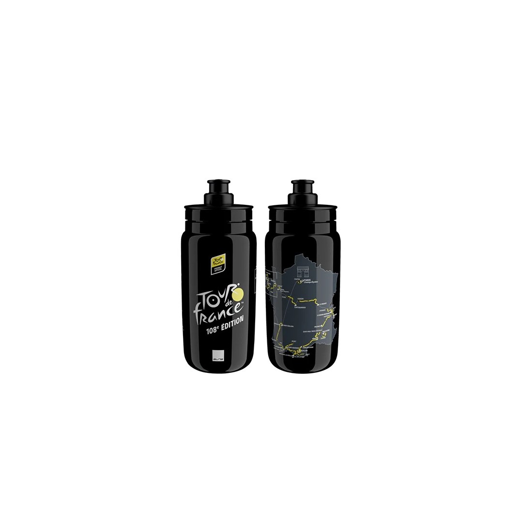 ELITE CYCLING WATER BOTTLE FLY 550ML TOUR DE FRANCE BLACK MAP 2024