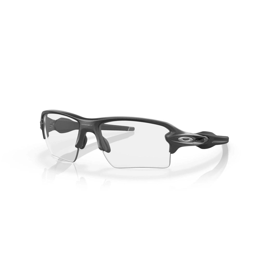 OAKLEY FLAK 2.0 XL CLEAR TO BLACK IRIDIUM PHOTOCHROMIC LENSES STEEL FRAME SUNGLASSES